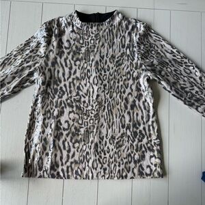 Chico's size 2 (12-14) fully sequined leopard top with quarter zip back.